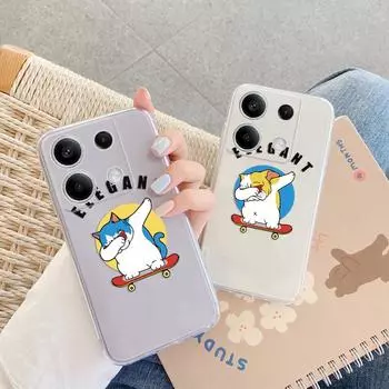 Мягкий силиконовый прозрачный чехол с забавным мультяшным узором для Xiaomi Redmi Note 13 Pro Poco C65 Samsung A55 A35 M35 iPhone Camera Защитный противоударный чехол Samsung Galaxy S10 4G