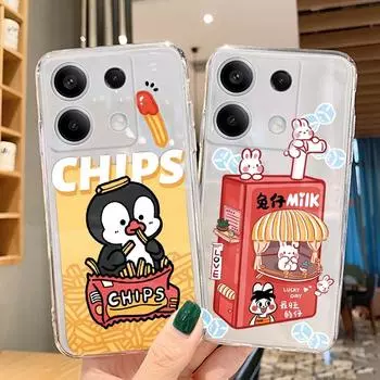 Мягкий силиконовый прозрачный чехол с забавным мультяшным узором для Xiaomi Redmi Note 13 Pro Poco C65 Samsung A55 M35 S24 iPhone Camera Защитный противоударный чехол Samsung Galaxy S10 4G