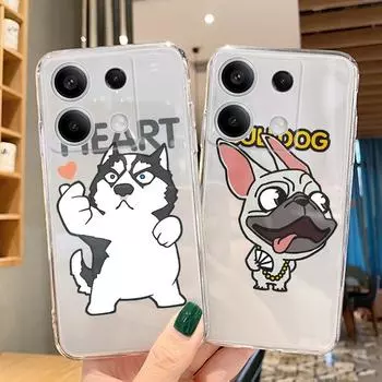 Мягкий силиконовый прозрачный чехол с забавным рисунком животных для Xiaomi Redmi Note 13 Pro Poco C65 Samsung A55 A35 M35 S24 iPhone Camera Защитный противоударный чехол Samsung Galaxy S10 4G