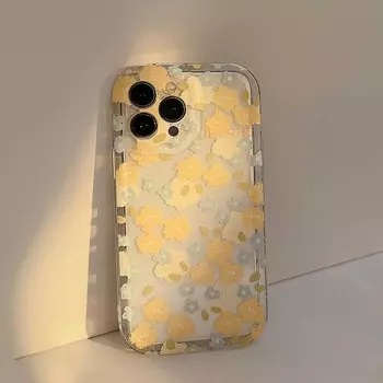 Мягкий силиконовый прозрачный задний чехол с желтым цветком, синий цвет для Iphone 13 11 12 Promax 14 Pro Max Plus, чехол для телефона Conque Capa Shell Fundas For iphone 14