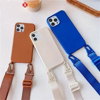 Мягкий силиконовый чехол-цепочка на шею для iPhone 16 15 Plus 14 13 12 11 Pro Max Mini X XS XR 8 7, чехол для шнура на шею iPhone 14 Pro Max белый