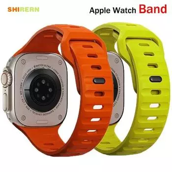 Мягкий силиконовый ремешок для Apple Watch Band Ultra 49 мм, 45 мм, 41 мм, 44 мм, 40 мм, 42 мм, 38 мм, спортивный ремешок для часов Iwatch Serise 8, 7, 6, 5, браслет