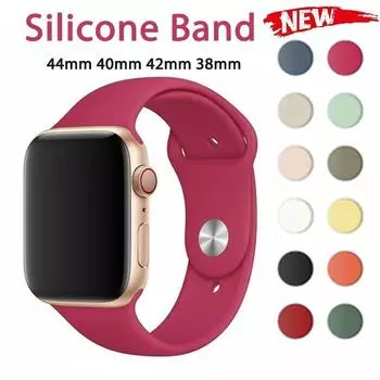 Мягкий силиконовый ремешок для Apple Watch Series 6, SE, 5, 4, 3, 2, 1, резиновый ремешок для часов iWatch 4/5, размеры 38 мм, 42 мм, 40 мм, 44 мм