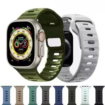 Мягкий силиконовый ремешок для Apple Watch Ultra Band Series 7, 8, 49 мм, 45 мм, 41 мм, 44 мм, 40 мм, резиновый браслет iWatch SE 6, 5, 4, 3, 42 мм, 38 мм