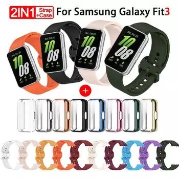 Мягкий силиконовый ремешок для Samsung Galaxy Fit3, аксессуары, сменный ремешок для часов и защитный чехол для экрана, браслет, браслет