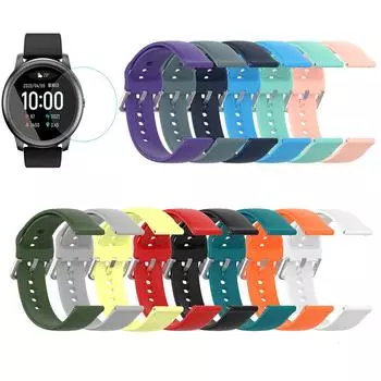 Мягкий силиконовый ремешок и закаленная пленка для браслета Solar LS05 оранжевый