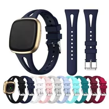 Мягкий силиконовый ремешок унисекс для часов, тонкий сменный ремешок для часов, ремешок для Versa 3 Large чёрный