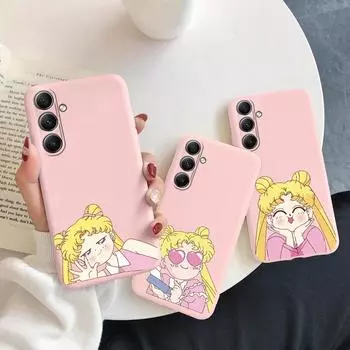 Мягкий силиконовый розовый чехол с рисунком для девочек для Samsung A55 M35 M34 S24 Xiaomi Redmi Note 13 Pro 13C Poco C65 iPhone 15, защитный противоударный чехол для камеры Samsung Galaxy A11