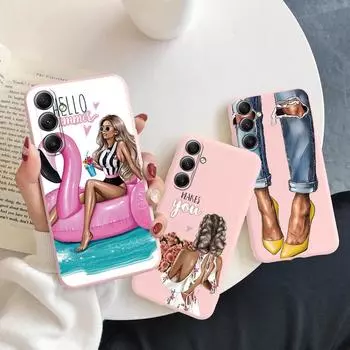 Мягкий силиконовый розовый чехол с рисунком для девочек и мам для Samsung A55 A35 M35 M34 S24 FE Xiaomi Redmi Note 13 Pro 13C iPhone 15, защитный противоударный чехол для камеры Samsung Galaxy S20