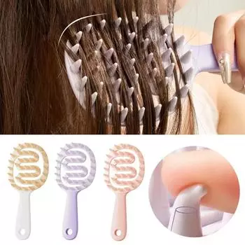 Мягкий силиконовый шампунь с удлиненной ручкой, массажер для волос, расческа для мытья волос, щетка для душа, ванна, спа, массажная щетка, инструмент для красоты волос розовый