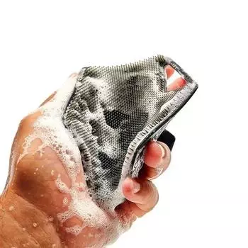 Мягкий силиконовый скребок для тела, ручная щетка для очищения душа, нежное отшелушивание и массаж лица и тела для всех типов кожи чёрный