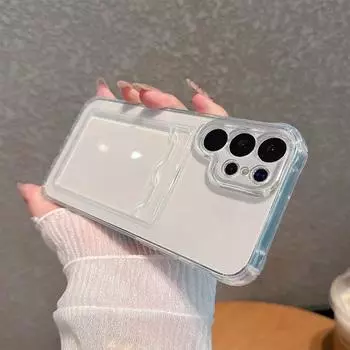 Мягкий силиконовый TPU четырехугольный анти-падающий прозрачный защитный чехол для телефона с отделением для карт подходит для iPhone Samsung Xiaomi Redmi OPPO Realme Vivo OPPO A11 прозрачный