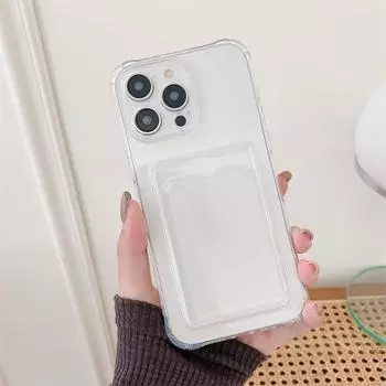 Мягкий силиконовый TPU четырехугольный анти-падающий прозрачный защитный чехол для телефона с отделением для карт подходит для iPhone Samsung Xiaomi Redmi OPPO Realme Vivo Samsung M32 5G прозрачный