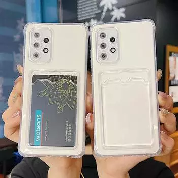 Мягкий силиконовый TPU четырехугольный анти-падающий прозрачный защитный чехол для телефона с отделением для карт подходит для iPhone Samsung Xiaomi Redmi OPPO Realme Vivo iPhone XR прозрачный