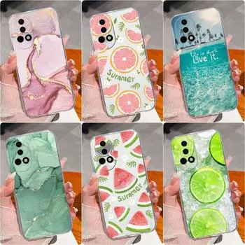 Мягкий силиконовый ТПУ для Huawei Pura 70 Nova 12 Y72 Honor X8b, задняя крышка, модные этикетки, чехол для телефона с фруктовым узором, прозрачный корпус с защитой от падения, для Huawei Huawei Nova 12 5G