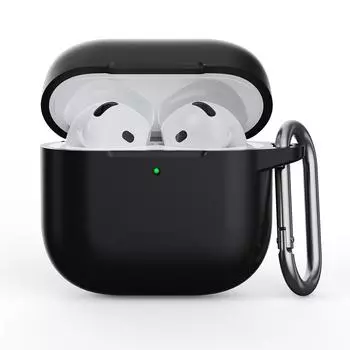Мягкий силиконовый защитный чехол для AirPods 4 с брелоком, черный