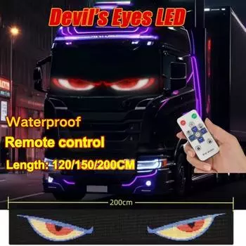 Мягкий складной пульт дистанционного управления грузовиком Devil Eye LED Matrix Pixel Panel Lighting Граффити Прокрутка Наклейка Текст хань синий