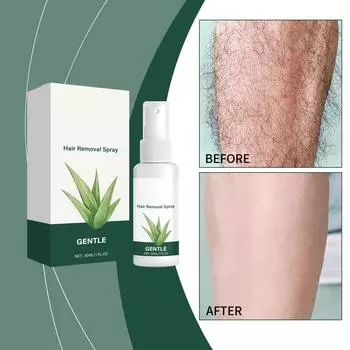 Мягкий спрей для удаления волос на теле легко удаляет волосы с поверхности, уменьшает раздражение кожи и обеспечивает комфортное удаление волос 30 мл One Size