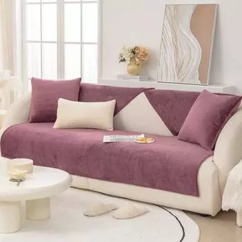 Мягкий стеганый плюшевый бархатный секционный чехол для дивана, толстый нескользящий диван-полотенце, однотонный короткий плюшевый чехол для дивана для гостиной 70x70cm 1pc