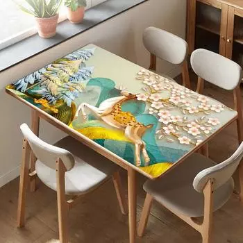 Мягкий стеклянный коврик для стола в китайском стиле, водонепроницаемый и маслостойкий: ПВХ с УФ-печатью, устойчивый к грязи и температуре Other Patterns