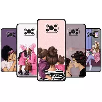 Мягкий суперпапа, мама, милая девочка и мальчик для Xiaomi POCO 11T M4 Pro 5G F4 GT 10T X4 MI 11 lite X3 NFC 9T F3 M3, чехол для телефона POCO X4 NFC