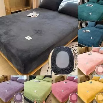 Мягкий теплый бархатный чехол для матраса, защитный чехол для постельного белья, мягкий флисовый чехол для кровати, плюшевая эластичная простыня на резинке 90x200cm Only A sheet