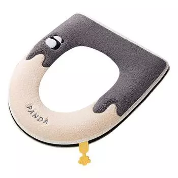 Мягкий теплый чехол на сиденье для унитаза с рисунком панды, дизайн пуговиц с вышивкой, утолщенный, удобный, противоскользящий, мягкий, моющийся в ванной комнате, подушка для унитаза розовый