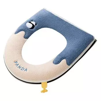 Мягкий теплый чехол на сиденье для унитаза с рисунком панды, дизайн пуговиц с вышивкой, утолщенный, удобный, противоскользящий, мягкий, моющийся в ванной комнате, подушка для унитаза розовый