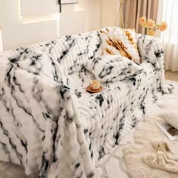Мягкий теплый искусственный меховой диван, полотенце для дивана, толстый мохнатый чехол для дивана, нескользящий однотонный плюшевый чехол для дивана, защитный чехол для мебели 90x90