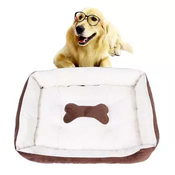 Мягкий теплый коврик для домашних животных Bone Coffee Beige Four Seasons, удобная подушка для кошек и собак
