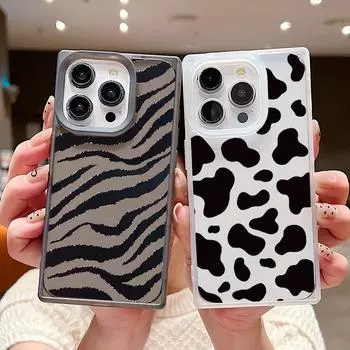 Мягкий тонкий чехол для телефона с принтом коровьей зебры для iPhone 16 Pro 15 Plus 14 Pro Max 13 12 11, прозрачный противоударный чехол из ТПУ iPhone 16