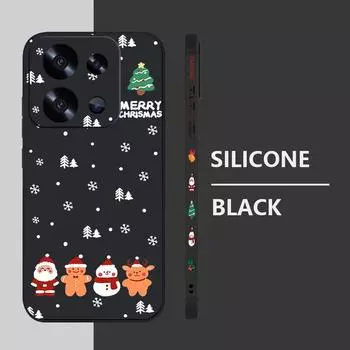 Мягкий тонкий чехол с рисунком рождественской елки для Xiaomi 13T Poco F6 X6 Pro Redmi Note 13 12 Pro 11 10, матовый чехол из ТПУ с ремешком, противоударный чехол для телефона Redmi Note 13 4G чёрный