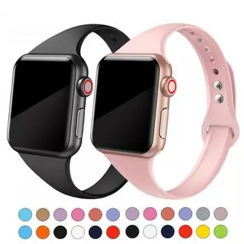 Мягкий тонкий силиконовый спортивный ремешок для Apple Watch 5 4 3 2 1 38 мм 42 мм ремешок Резиновый ремешок для часов для Iwatch Series 5 4 40 мм 44 мм