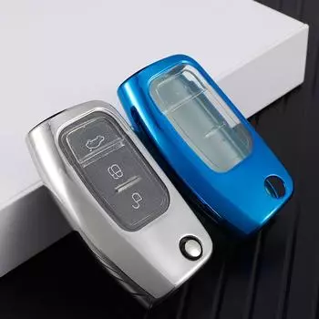 Мягкий ТПУ автомобильный складной чехол для ключей, сумка, защитный чехол для Ford Focus 2 MK2 Fiesta Mondeo Galaxy Falcon Territory Ecosport Key Case чёрный