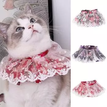 Мягкий удобный шейный платок с цветочным принтом для домашних собак и кошек, ежедневные словосочетания S розы красного