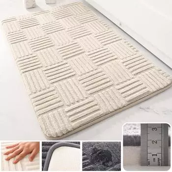 Мягкий, удобный, толстый, плюшевый, однотонный, ковер для ванной комнаты, спальня, удобный, хлопковый, бархатный, нескользящий коврик, входной коврик 40x60cm белый