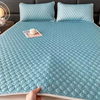 Мягкий утолщенный латексный наполнитель 4 мм, летний коврик и наволочка, гладкий, прохладный, простынь, охлаждающие коврики для сна, ледяной шелк 90x200cm 2 pcs set