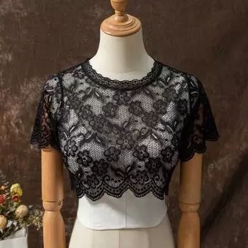 Мягкий внутренний низ, прозрачный шикарный женский накладной воротник с круглым вырезом L чёрный