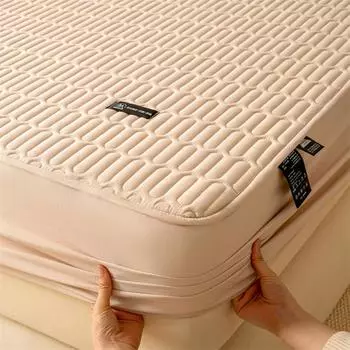 Мягкий водонепроницаемый чехол для кровати Double Queen King, простыня на резинке для двоих, дышащий, бесшумный, моющийся чехол для матраса, протектор 2xPillowcase 48x74cm