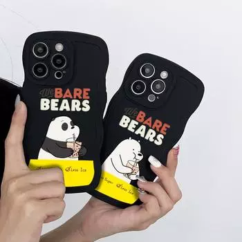 Мягкий волнистый чехол для телефона с медведями для Realme C53 C55 Redmi Note 12 Note 11 Pro Samsung S23 Ultra A53 A52 Vivo V23e Y35 Y02 IPhone Tecno Spark Cover Infinix Hot 30 Play