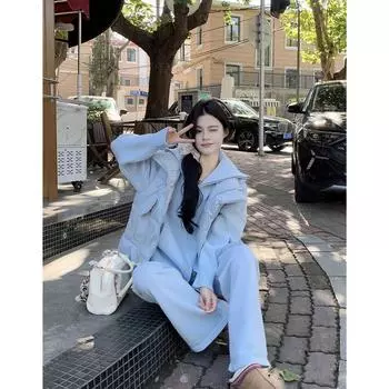 Мягкий воротник-стойка, синий жилет с хлопковой подкладкой, женская зимняя новая модель 2024 года, свободная теплая куртка из хлопка average size