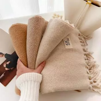 Мягкий восковой однотонный искусственный кашемировый шарф для женщин, зимний, модный, высококачественный, утолщенный, теплый платок Above 175cm