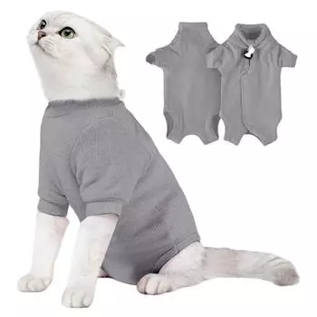 Мягкий восстановительный костюм для кошек после операции, удобный, дышащий, предотвращает облизывание, ускоряет процесс заживления для маленьких кошек M серый