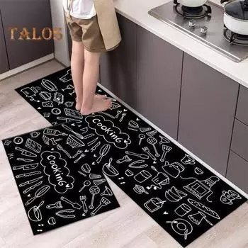 Мягкий впитывающий кухонный ковер сохраняет полы чистыми, удобный ковер для гостиной, простой в уходе, аксессуары для дома 40x60cm жёлтый/чёрный