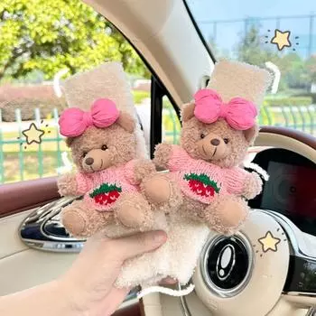 Мягкий защитный чехол с изображением плюшевого медведя для салона автомобиля, мягкий наплечный ремень безопасности для женщин Style 3