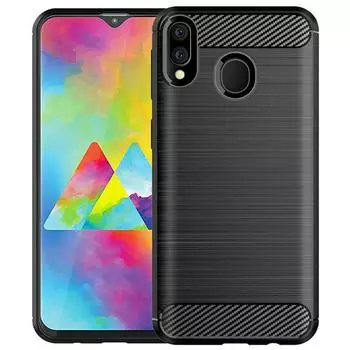 Мягкий защитный чехол TPU для Samsung Galaxy M20, текстурный противоударный бампер, силиконовый чехол для Galaxy M20, мягкая задняя крышка для смартфона Samsung M20 чёрный