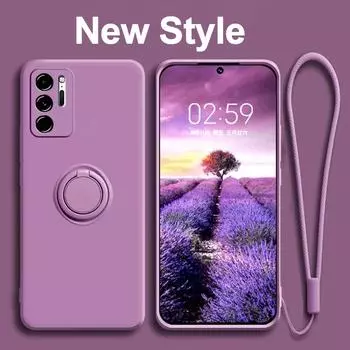 Мягкий жидкий силиконовый чехол для Xiaomi 12T 11T 9T 10T 11 Lite 5G NE Redmi A1 Note 9 10 9S 10S 11S Poco X3 NFC F3 Pro Ring Holder For Mi 11T (Pro) чёрный