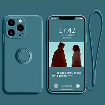 Мягкий жидкий силиконовый держатель-кольцо для пальцев, магнитный держатель-кронштейн для iPhone 14 13 12 11 Pro Mini XR X XS Max 7 8 Plus, чехол для телефона For iPhone 7 8 чёрный