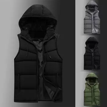 Мягкий жилет, уличный жилет с застежкой-молнией, жилет с карманами и капюшоном, куртка без рукавов для охоты 4XL армия зеленый