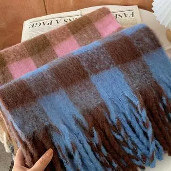 Мягкий зимний шарф для женщин, новейший стильный тканый шарф, теплый для женских шалей 210x33cm